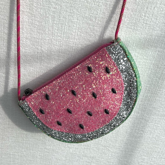 J.Crew Kids Glitter Watermelon Crossbody Bag Purse Pink Red Girls Novelty Summer - Picture 7 of 13